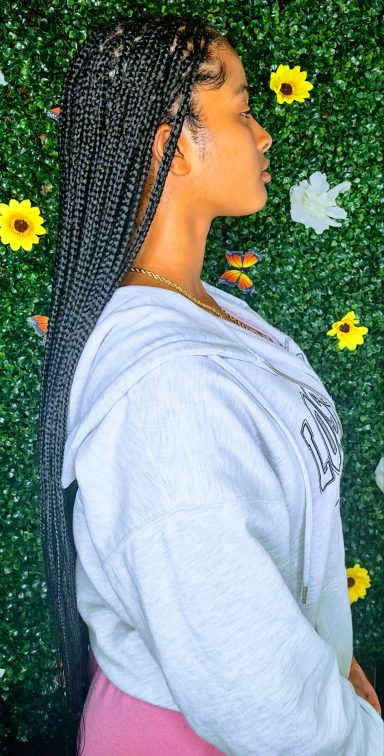 Medium Knotless Braids $150